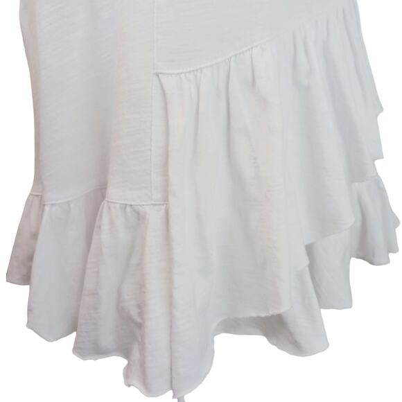 Sundance SZ XS Sleeveless V-Neck White Asymmetrical Ruffle Peplum Top - Picture 4 of 9